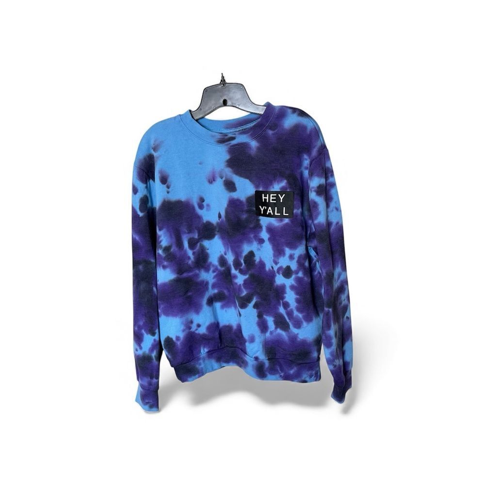 Addison Rae Hey Y'All Blue and Purple Tie Dye Crew Neck Sweatshirt Size Small